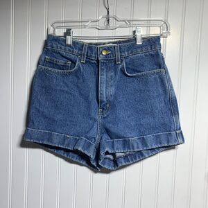 American Apparel High Rise Cuff Light Wash Denim Shorts 27 Classic Preppy Beach